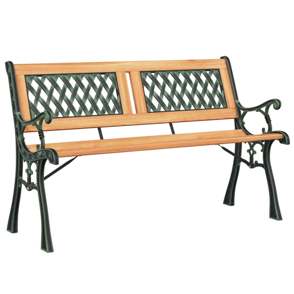 Panca da Giardino 116 cm in Legno Massello di Abete e Acciaio