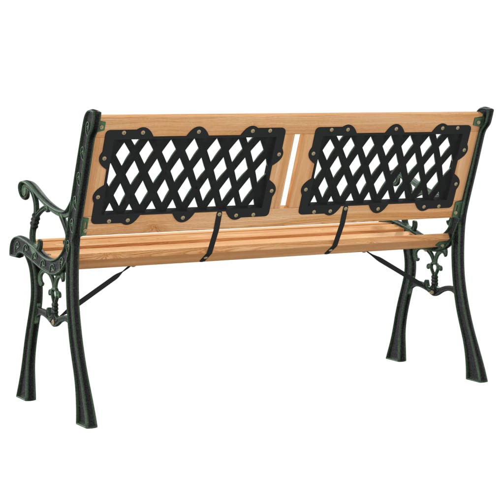 Panca da Giardino 116 cm in Legno Massello di Abete e Acciaio