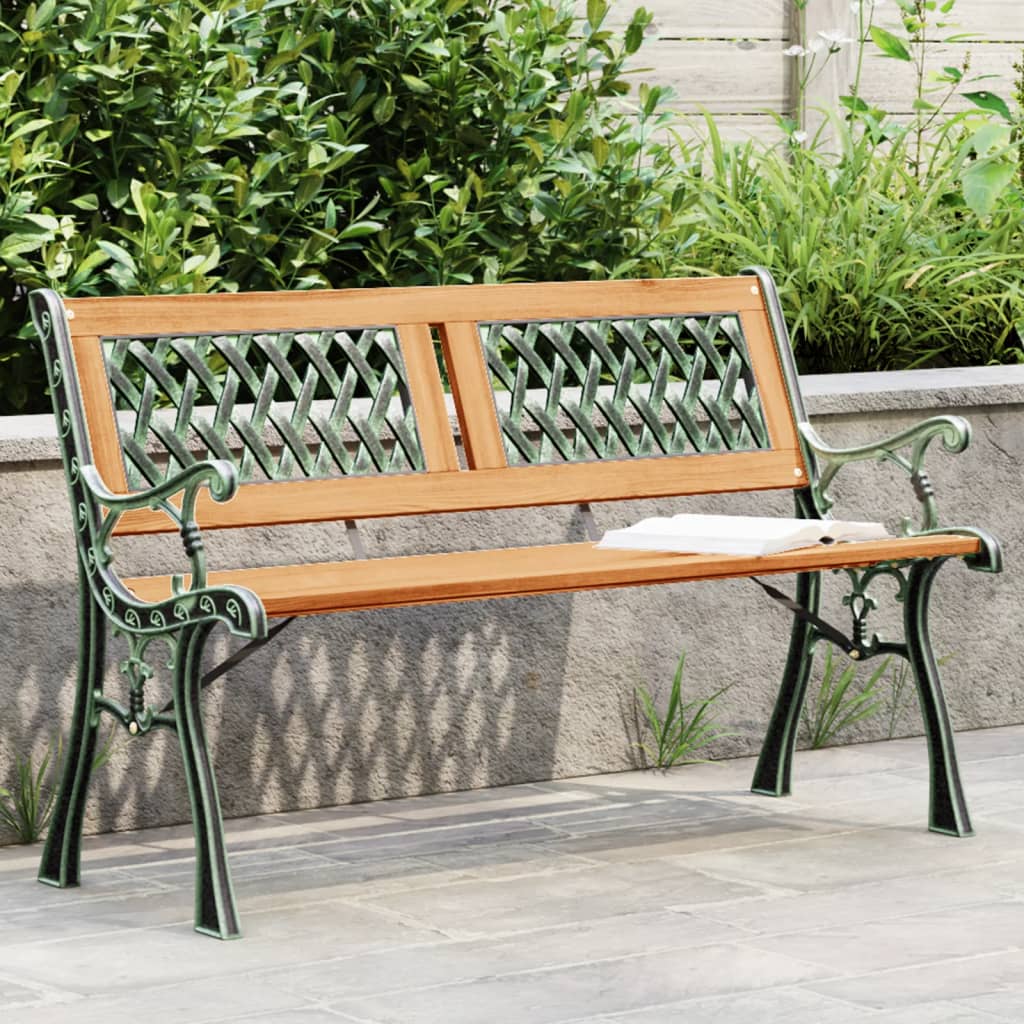 Panca da Giardino 116 cm in Legno Massello di Abete e Acciaio