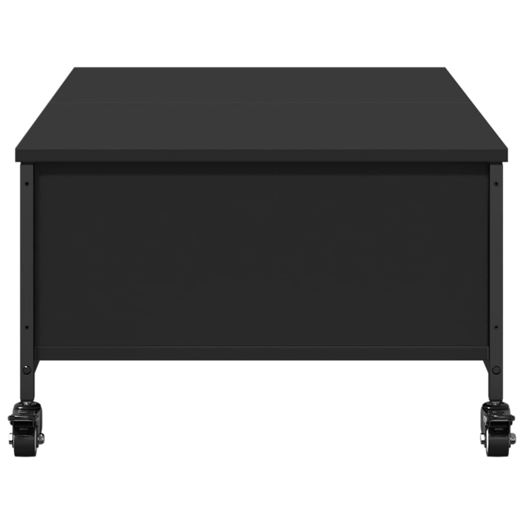 Tavolino Salotto con Ruote Nero 91x55x34 cm Legno Multistrato