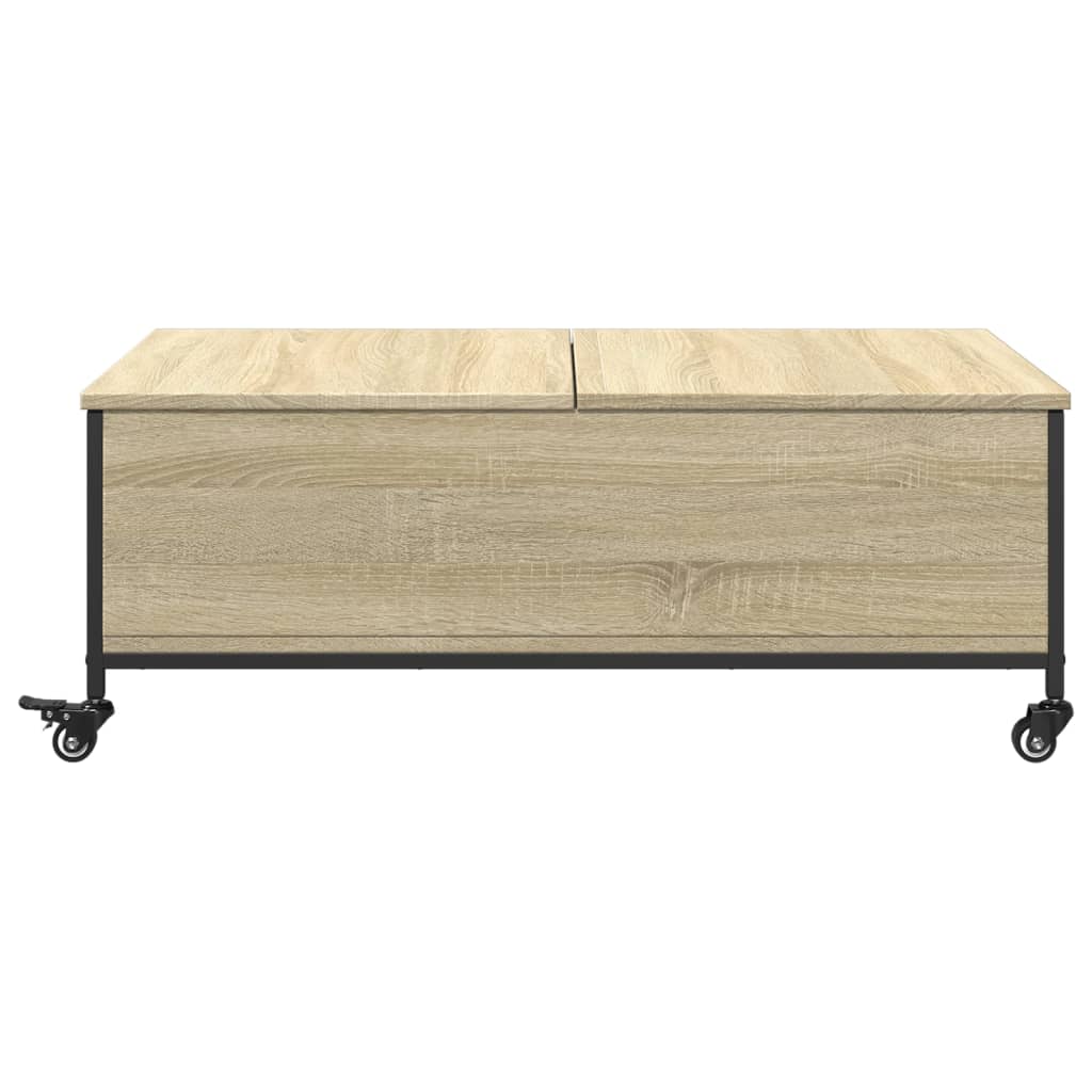 Tavolino con Ruote Rovere Sonoma 91x55x34 cm Legno Multistrato
