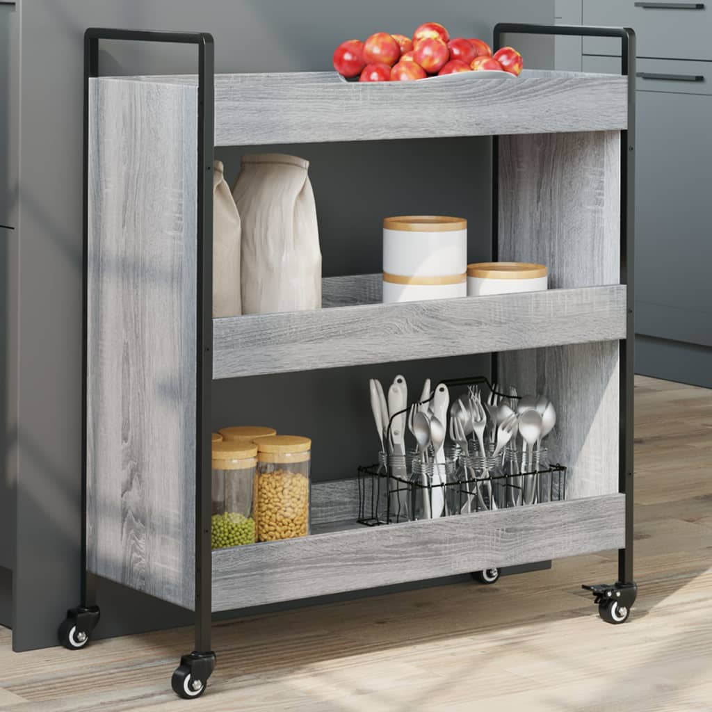 Carrello da Cucina Grigio Sonoma 70x30x82 cm Legno Multistrato