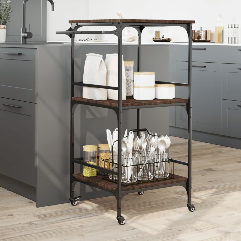 Carrello Cucina Rovere Marrone 60,5x50x105 cm Legno Multistrato