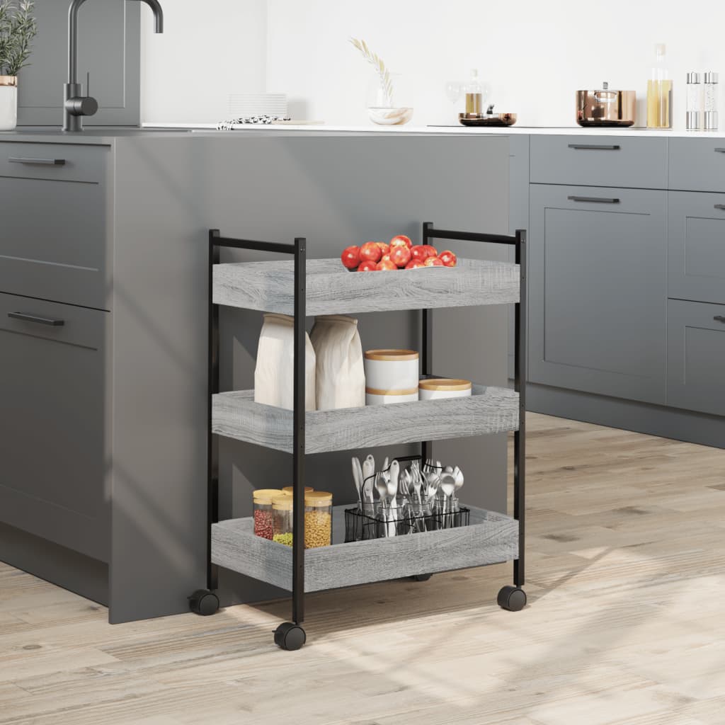 Carrello da Cucina Grigio Sonoma 50x30x70 cm Legno Multistrato