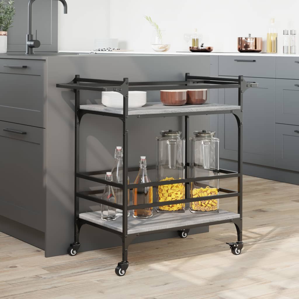 Carrello da Cucina Grigio Sonoma 82x40x78,5cm Legno Multistrato