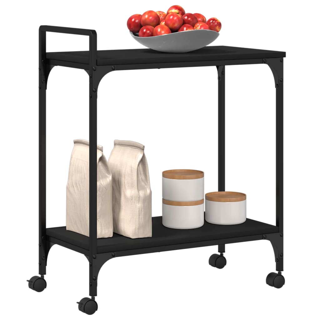 Carrello da Cucina Nero 60,5x31x72,5 cm in Legno Multistrato