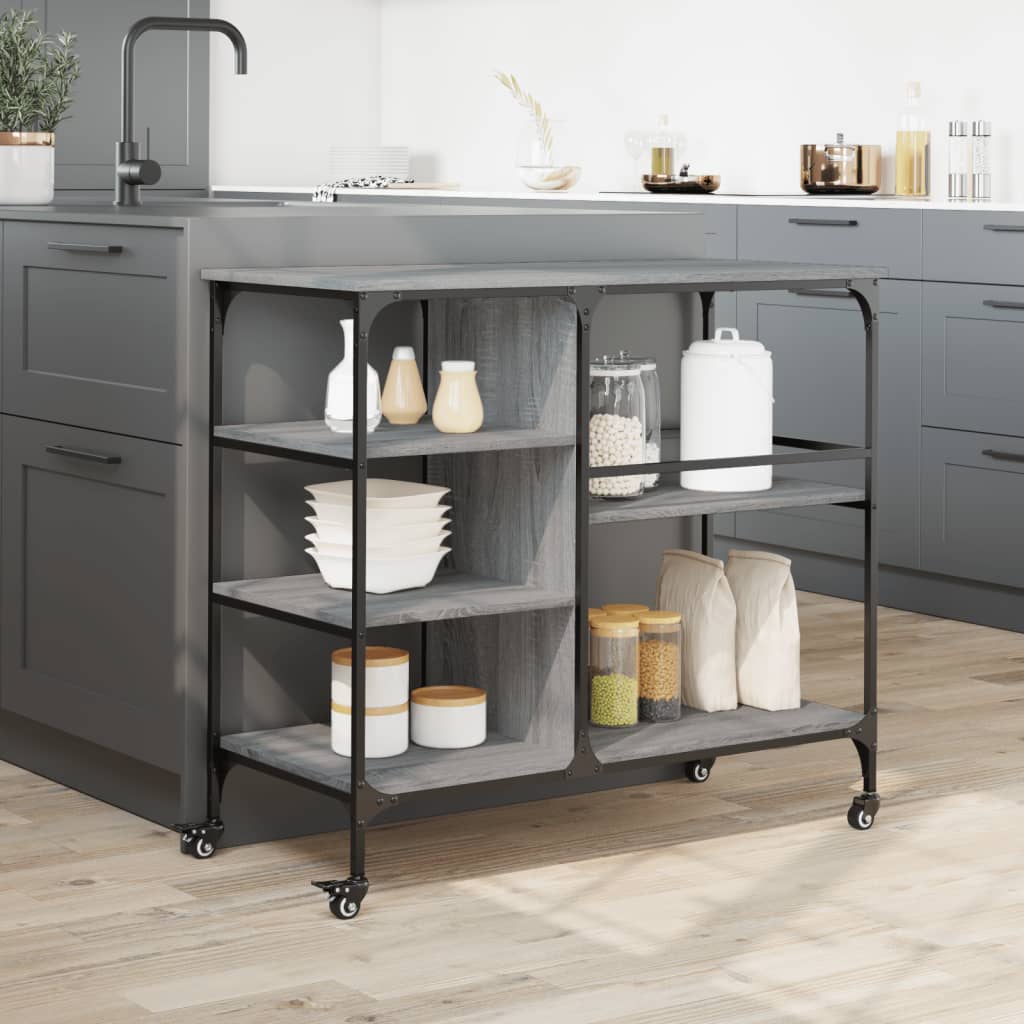 Carrello Cucina Grigio Sonoma 100x45x89,5 cm Legno Multistrato