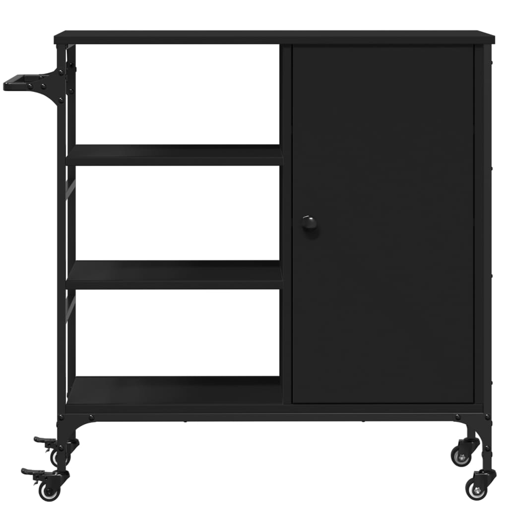 Carrello da Cucina Nero 87,5x38,5x84,5 cm in Legno Multistrato