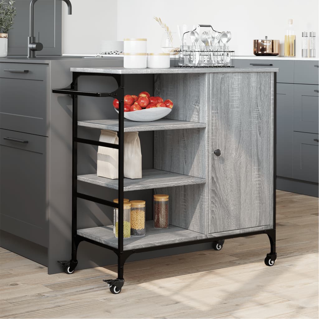 Carrello da Cucina Grigio Sonoma 87,5x38,5x84,5 cm Multistrato