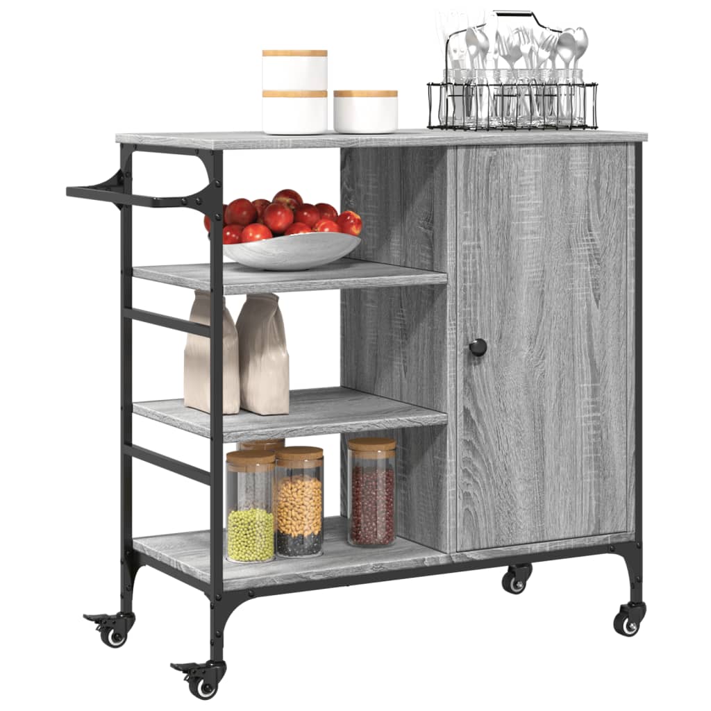 Carrello da Cucina Grigio Sonoma 87,5x38,5x84,5 cm Multistrato