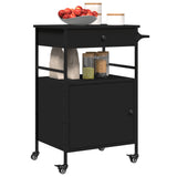 Carrello da Cucina Nero 56x43x89,5 cm in Legno Multistrato