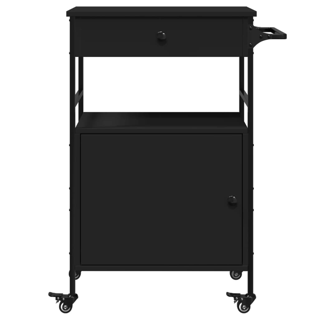 Carrello da Cucina Nero 56x43x89,5 cm in Legno Multistrato