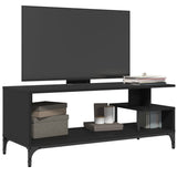 Mobile TV Nero 102x40x41cm Legno e Acciaio Verniciato a Polvere