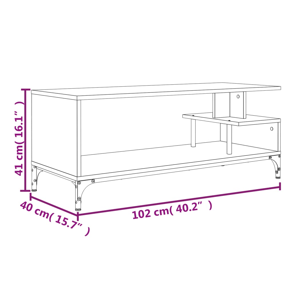 Mobile TV Nero 102x40x41cm Legno e Acciaio Verniciato a Polvere