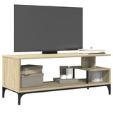 Mobile TV Rovere Sonoma 102x40x41cm Legno e Acciaio a Polvere