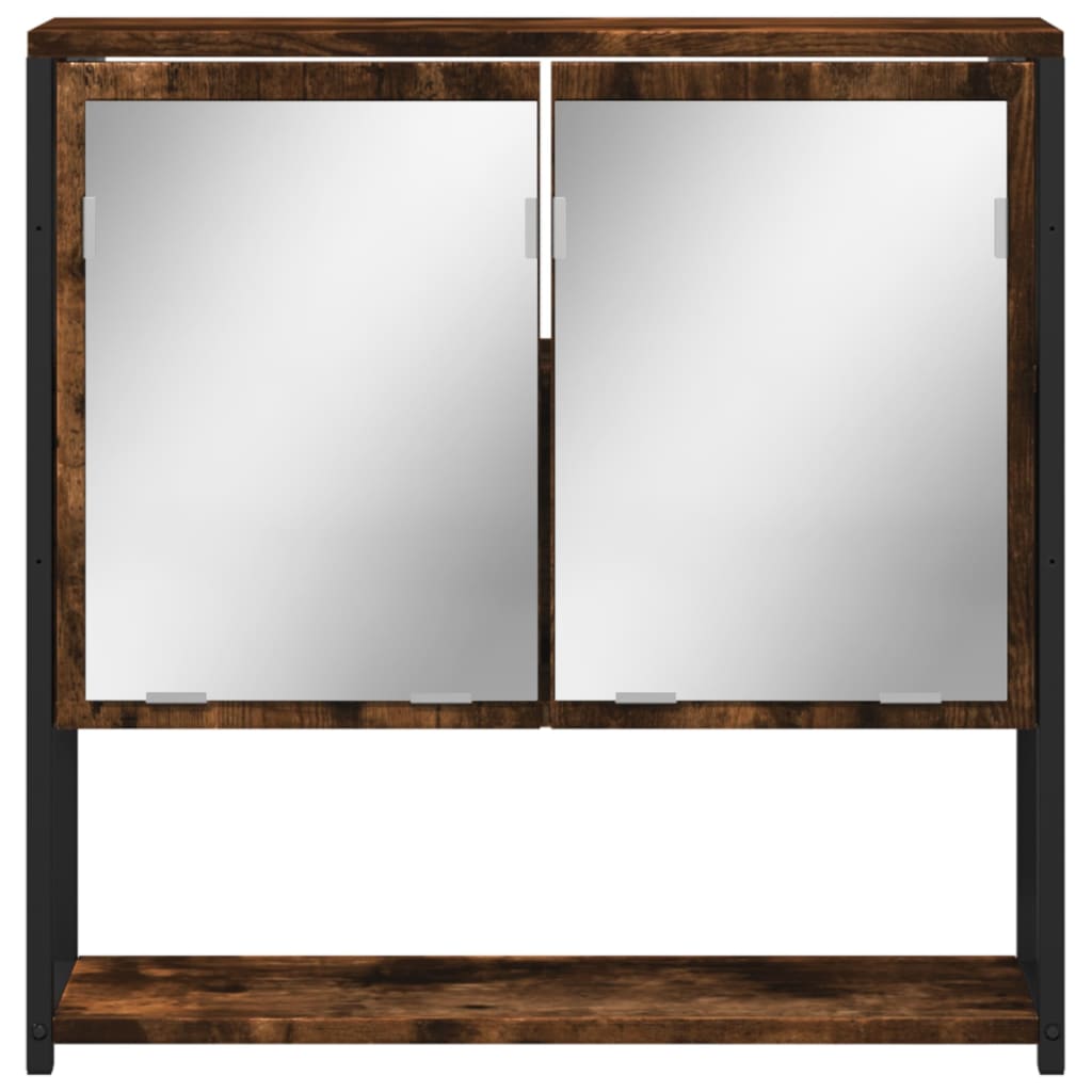 Mobile Bagno Specchio Rovere Fumo 60x16x60 cm Legno Multistrato