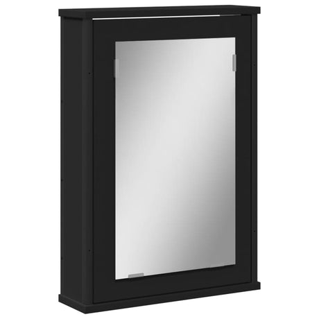 Mobile da Bagno con Specchio Nero 42x12x60 cm Legno Multistrato