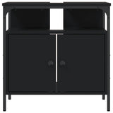 Mobile Lavabo Bagno Nero 60x30x60 cm in Legno Multistrato