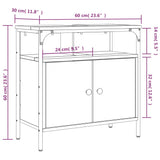 Mobile Lavabo Bagno Nero 60x30x60 cm in Legno Multistrato