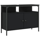 Mobile Lavabo Bagno Nero 80x30x60 cm in Legno Multistrato