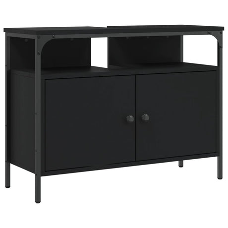 Mobile Lavabo Bagno Nero 80x30x60 cm in Legno Multistrato