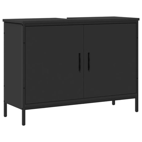 Mobile Lavabo Bagno Nero 80x30x60 cm in Legno Multistrato