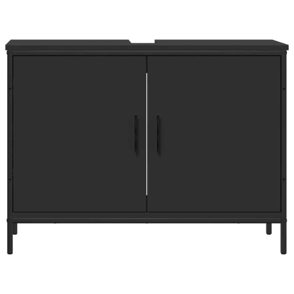 Mobile Lavabo Bagno Nero 80x30x60 cm in Legno Multistrato