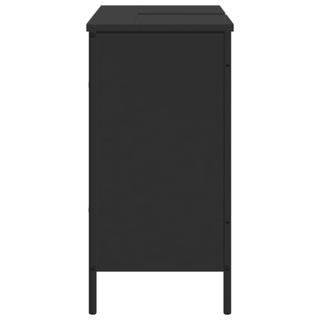 Mobile Lavabo Bagno Nero 80x30x60 cm in Legno Multistrato