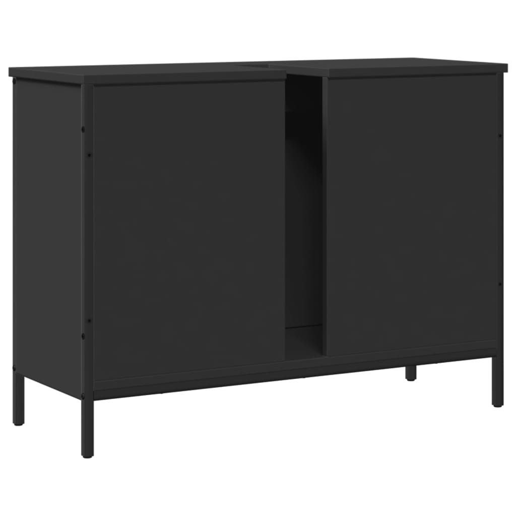 Mobile Lavabo Bagno Nero 80x30x60 cm in Legno Multistrato