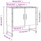 Mobile Lavabo Bagno Grigio Sonoma 60x33x60 cm Legno Multistrato