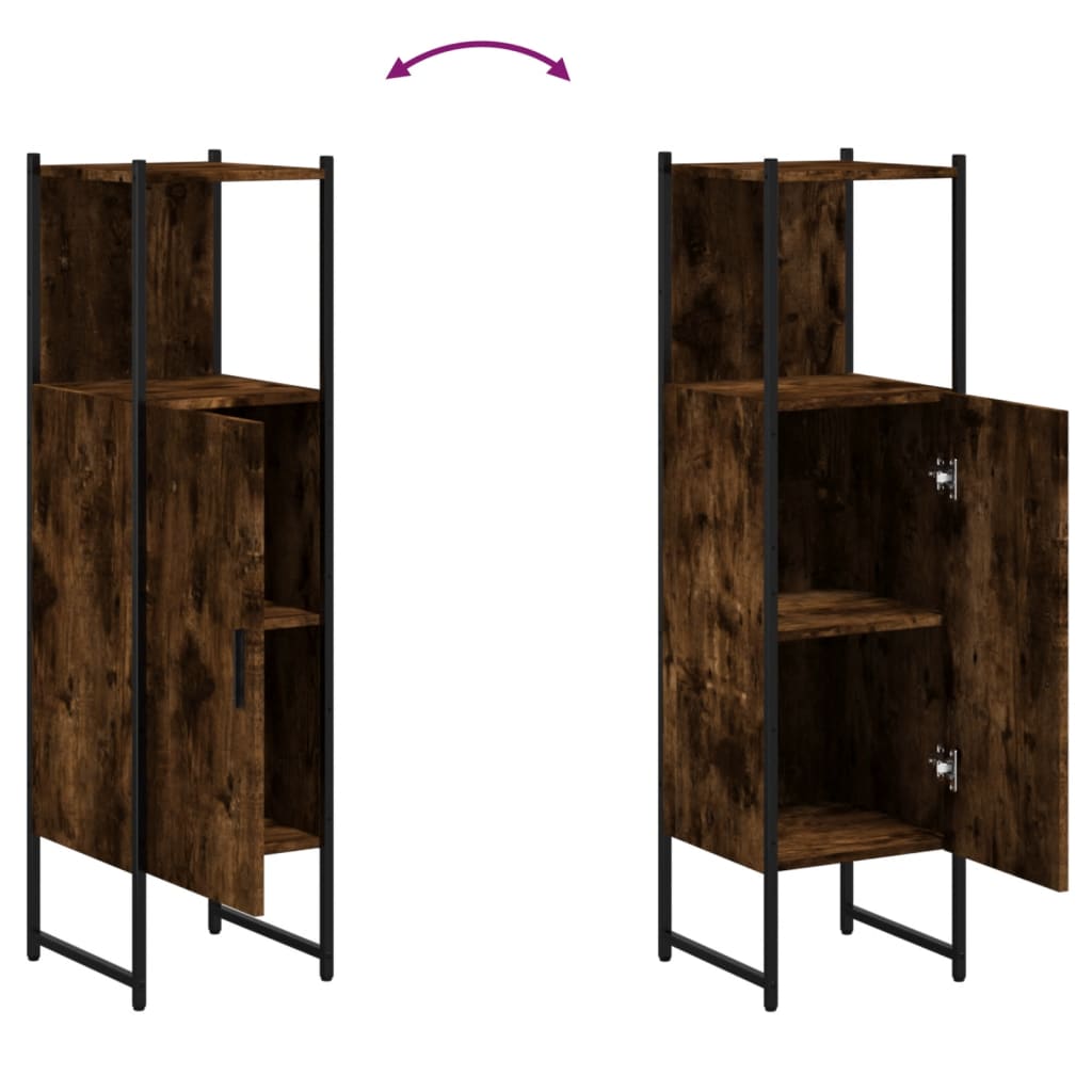 Mobile da Bagno Rovere Fumo 33x33x120,5 cm in Legno Multistrato