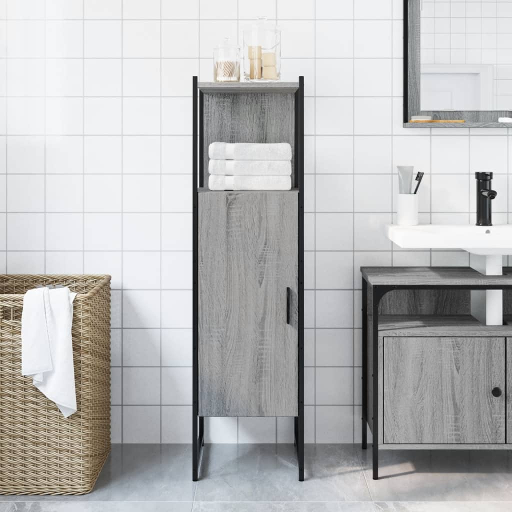 Mobile da Bagno Grigio Sonoma 33x33x120,5cm Legno Multistrato