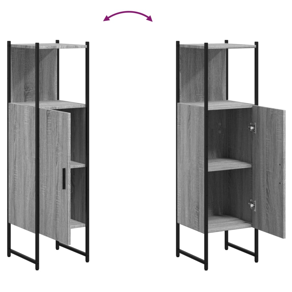 Mobile da Bagno Grigio Sonoma 33x33x120,5cm Legno Multistrato