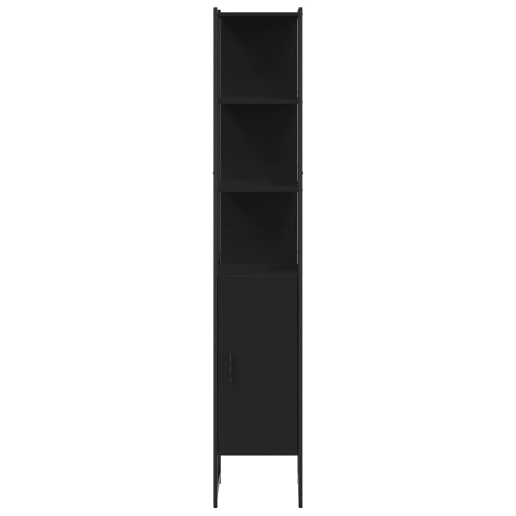 Mobile da Bagno Nero 33x33x185,5 cm in Legno Multistrato