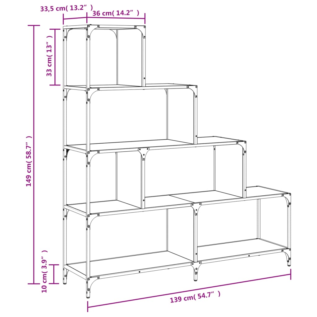 Libreria 4Gradini Rovere Marrone 139x33,5x149 Legno Multistrato