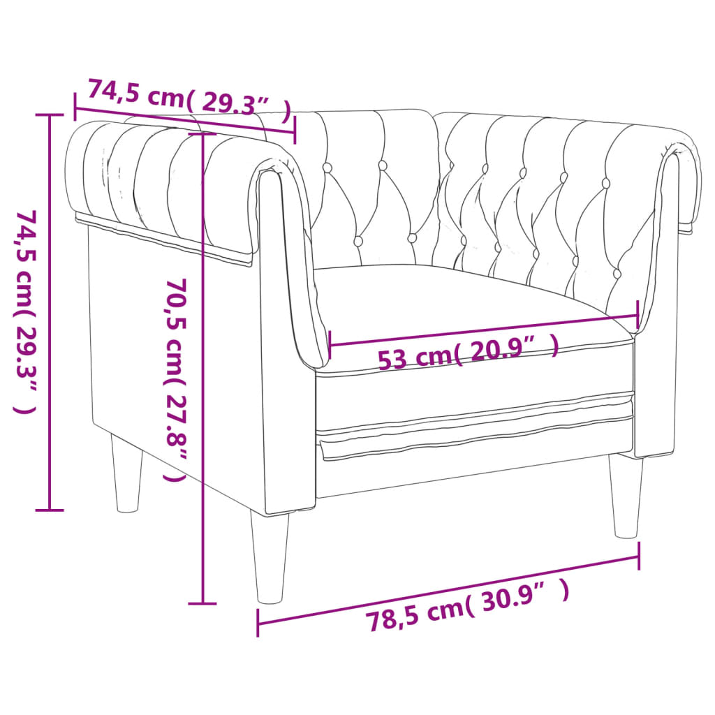 Poltrona Chesterfield Nera in Tessuto