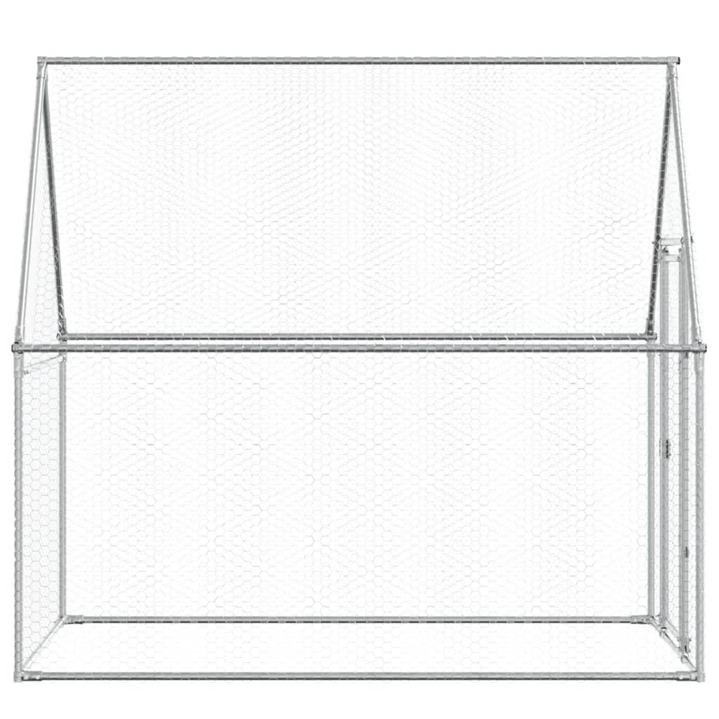 Gabbia per Polli Argento 200x100x190 cm in Acciaio Zincato