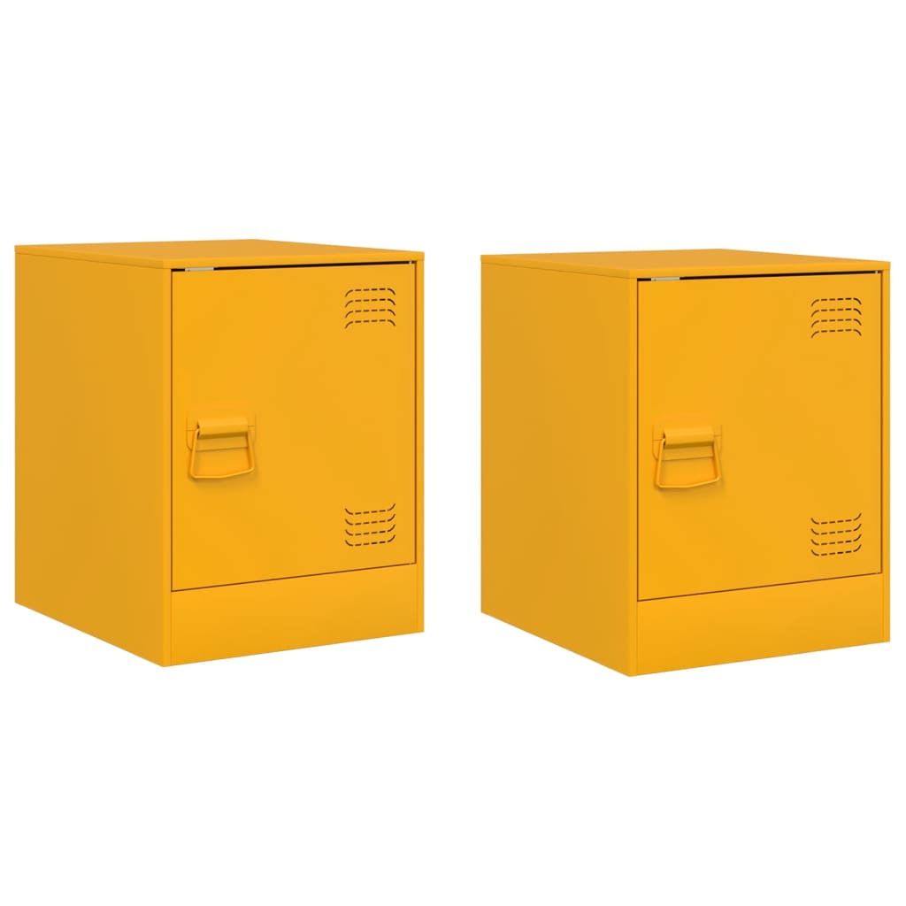 Comodini 2 pz Giallo Senape 34,5x39x44 cm in Acciaio