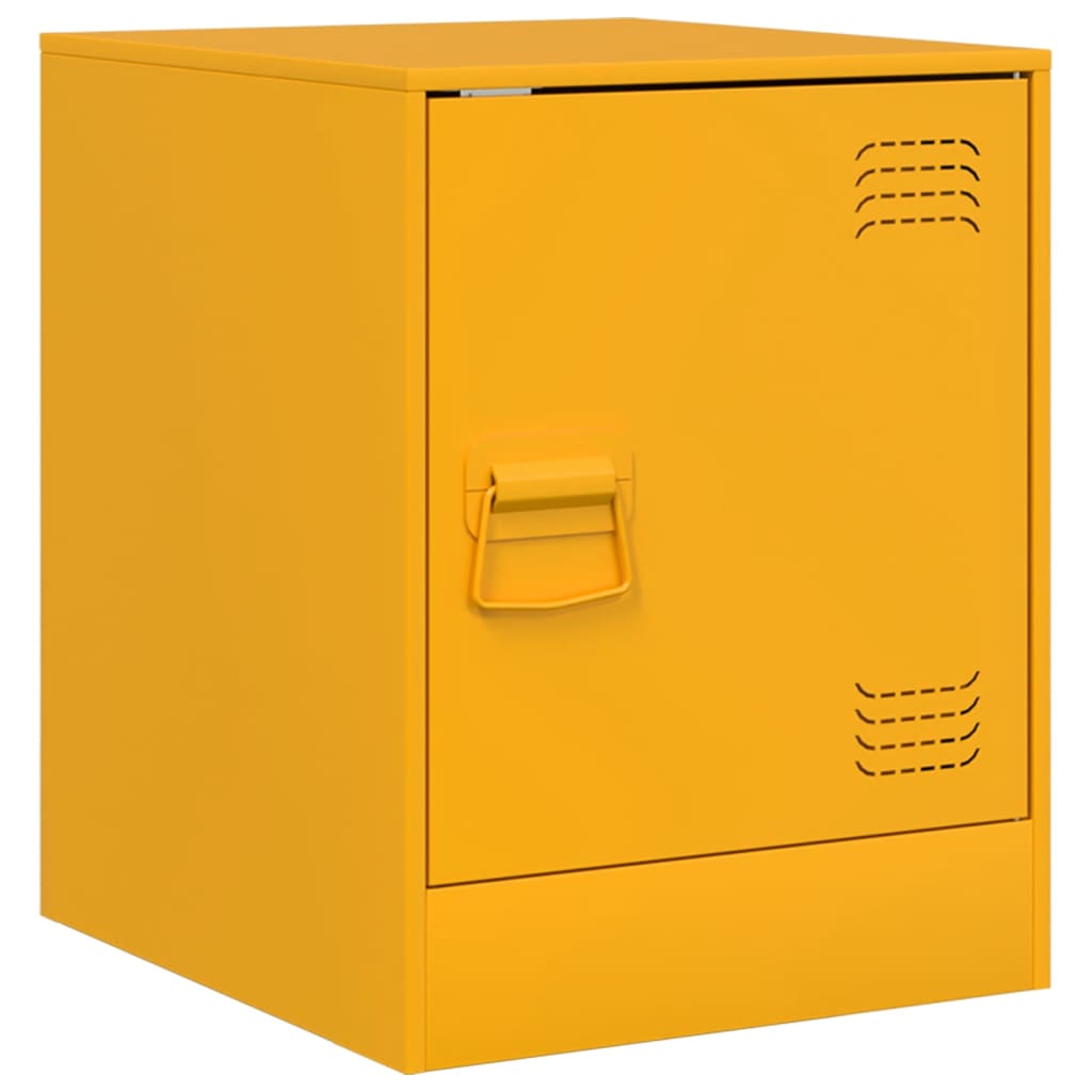 Comodini 2 pz Giallo Senape 34,5x39x44 cm in Acciaio