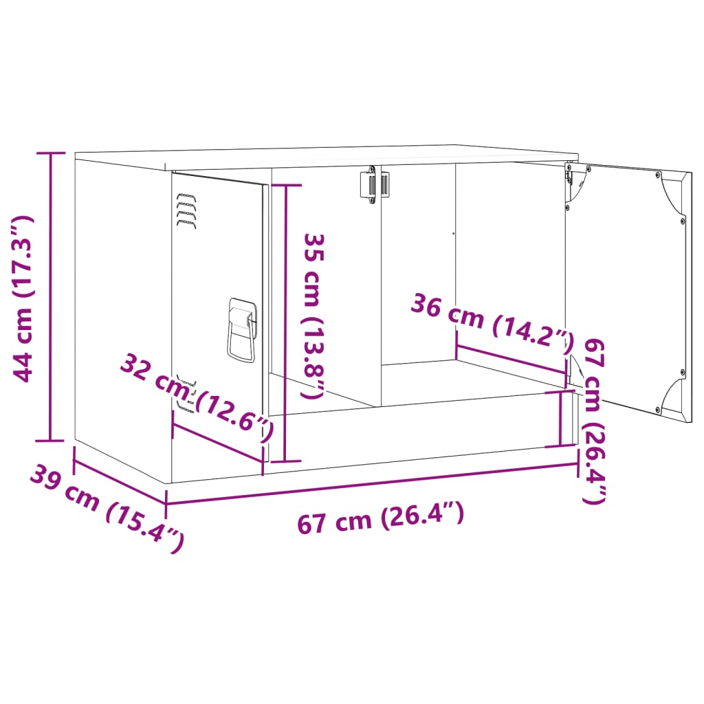 Mobile TV Rosso 67x39x44 cm in Acciaio