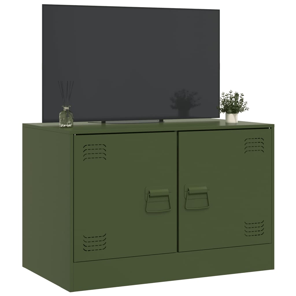 Mobile TV Verde Oliva 67x39x44 cm in Acciaio