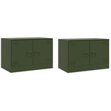 Mobili TV 2 pz Verde Oliva 67x39x44 cm in Acciaio