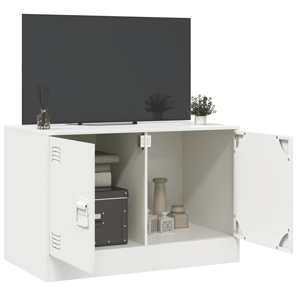 Mobile Porta TV Bianco 67x39x44 cm in Acciaio