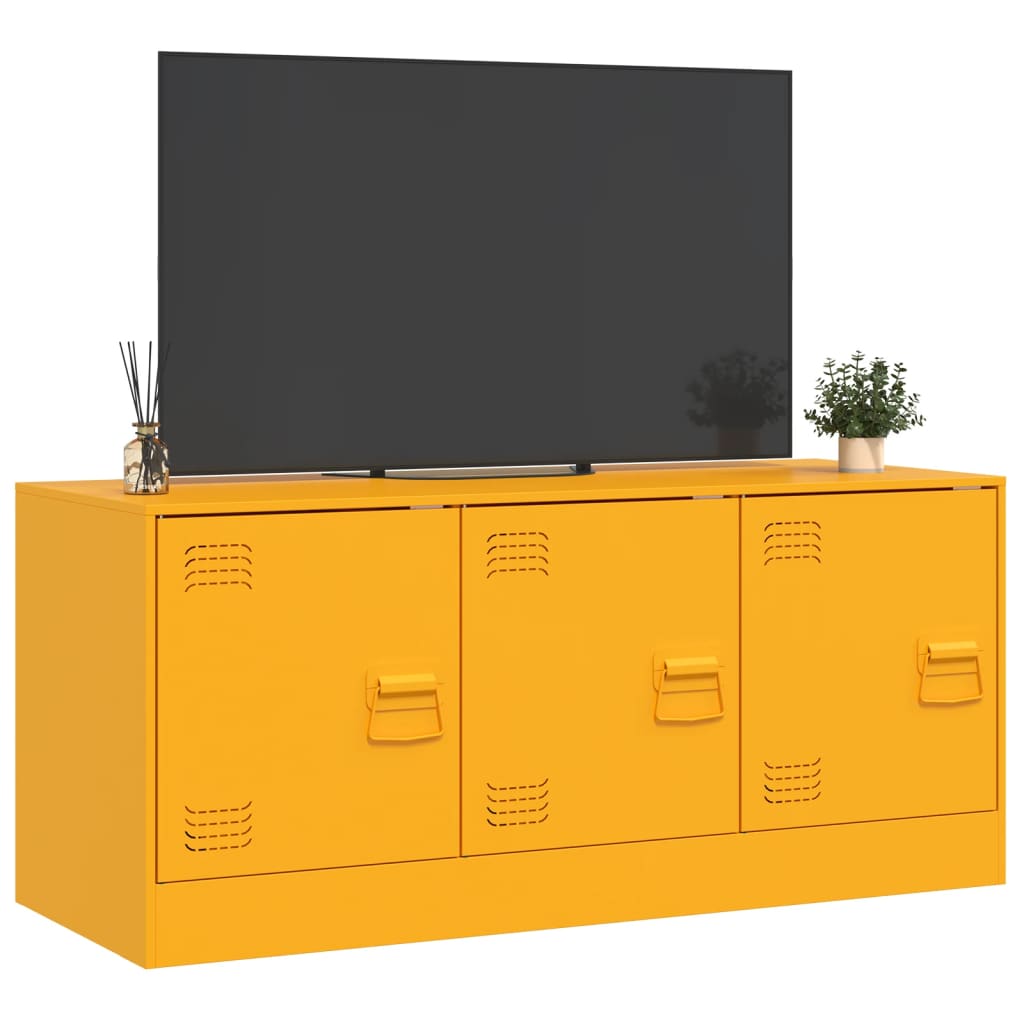 Mobile Porta TV Giallo Senape 99x39x44 cm in Acciaio