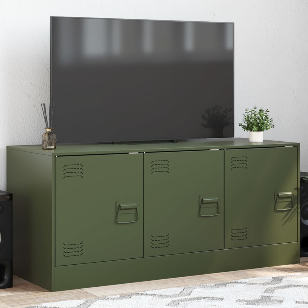 Mobile TV Verde Oliva 99x39x44 cm in Acciaio