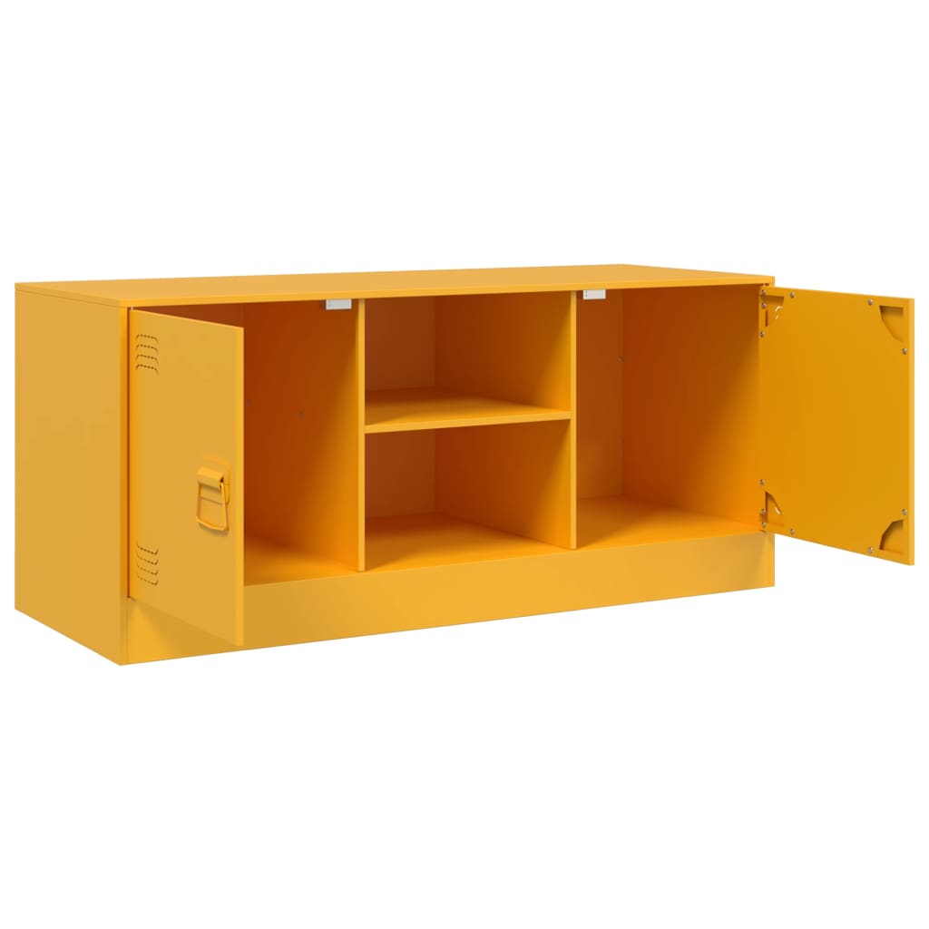 Mobile Porta TV Giallo Senape 99x39x44 cm in Acciaio