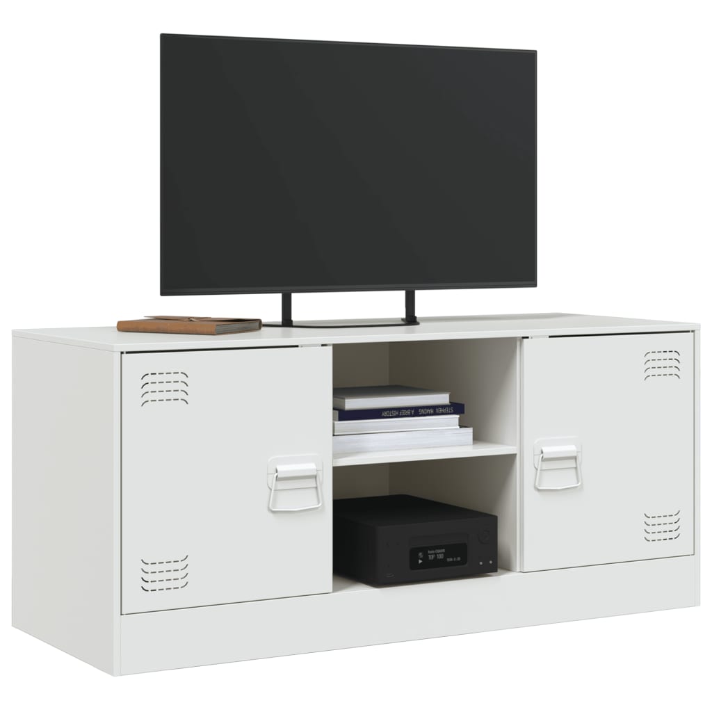 Mobile Porta TV Bianco 99x39x44 cm in Acciaio