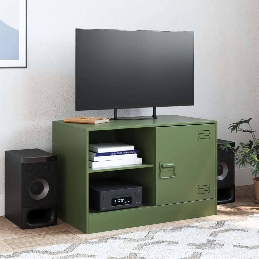 Mobile TV Verde Oliva 67x39x44 cm in Acciaio