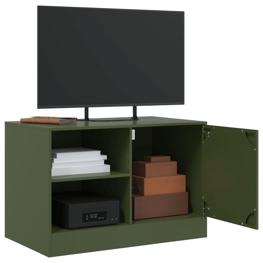 Mobile TV Verde Oliva 67x39x44 cm in Acciaio