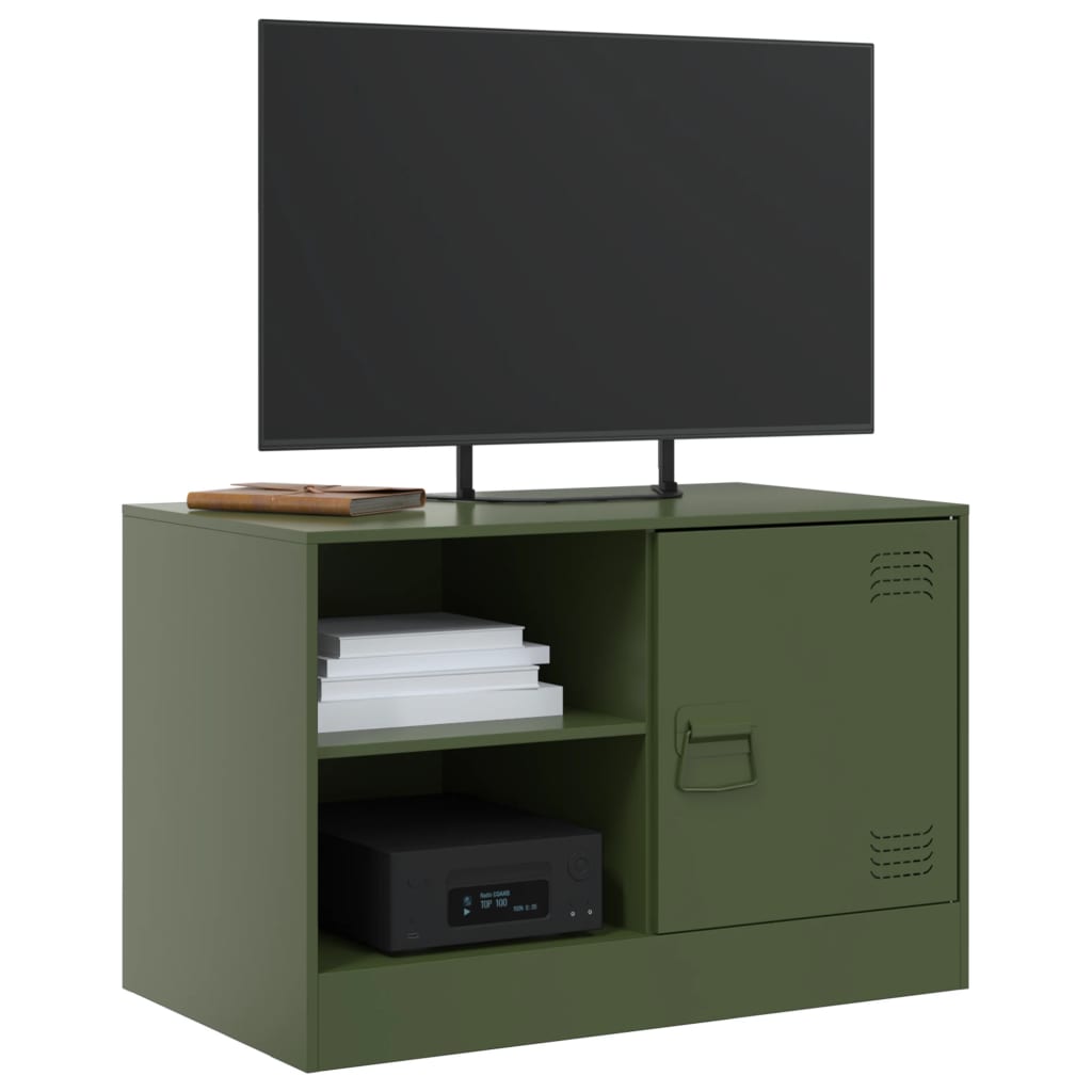 Mobili TV 2 pz Verde Oliva 67x39x44 cm in Acciaio